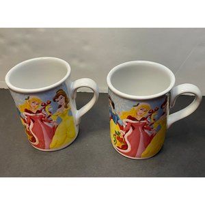 Disney Princess coffee mug cup 2008 Holiday Christmas set of 2